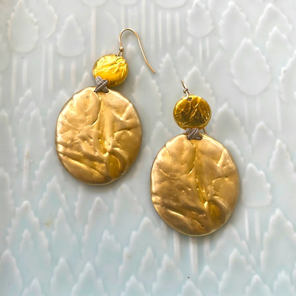 Alexis Bittar Large Double Gold Disk Earrings